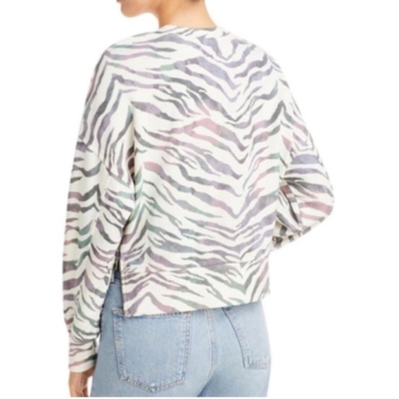 Rails Marlo Sweatshirt Tiger Print Side Zippers Cotton Poly Ivory Gradiant L NWT - Picture 10 of 16
